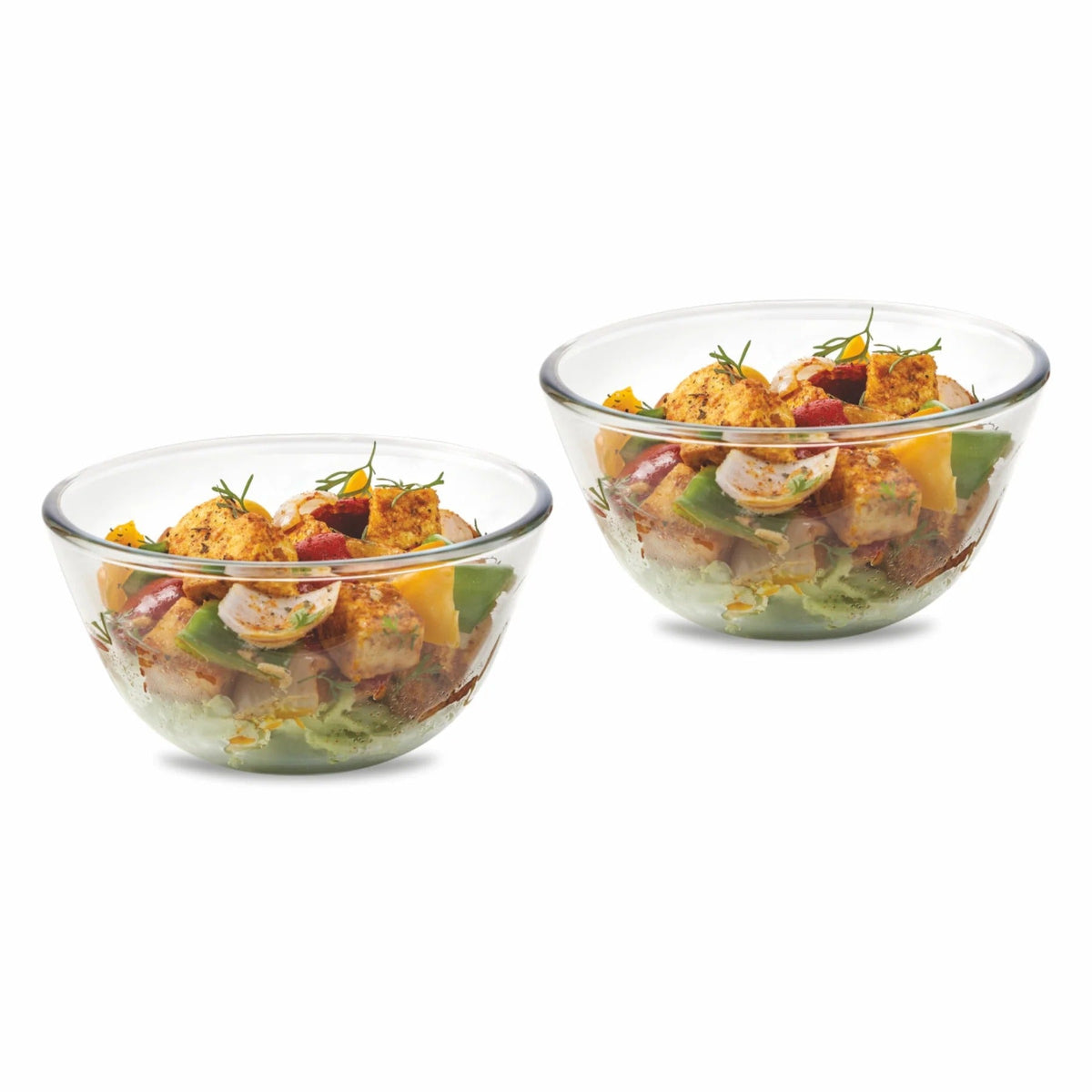 Borosilicate Glass Mixing Bowl Combo Set of 2 Without Lid (500 ml + 500 ml)