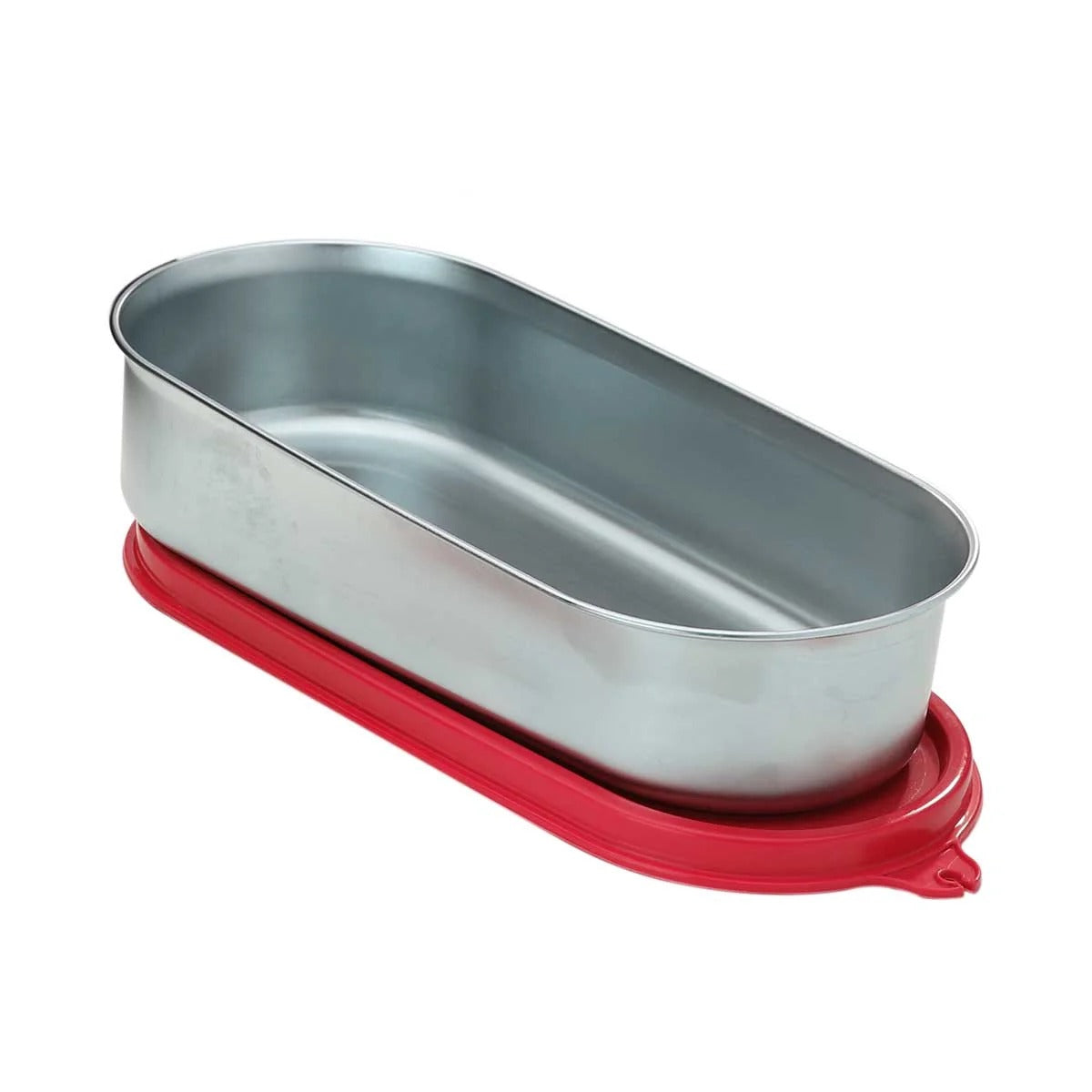 Flat Container Oval Steel 650 ml Red