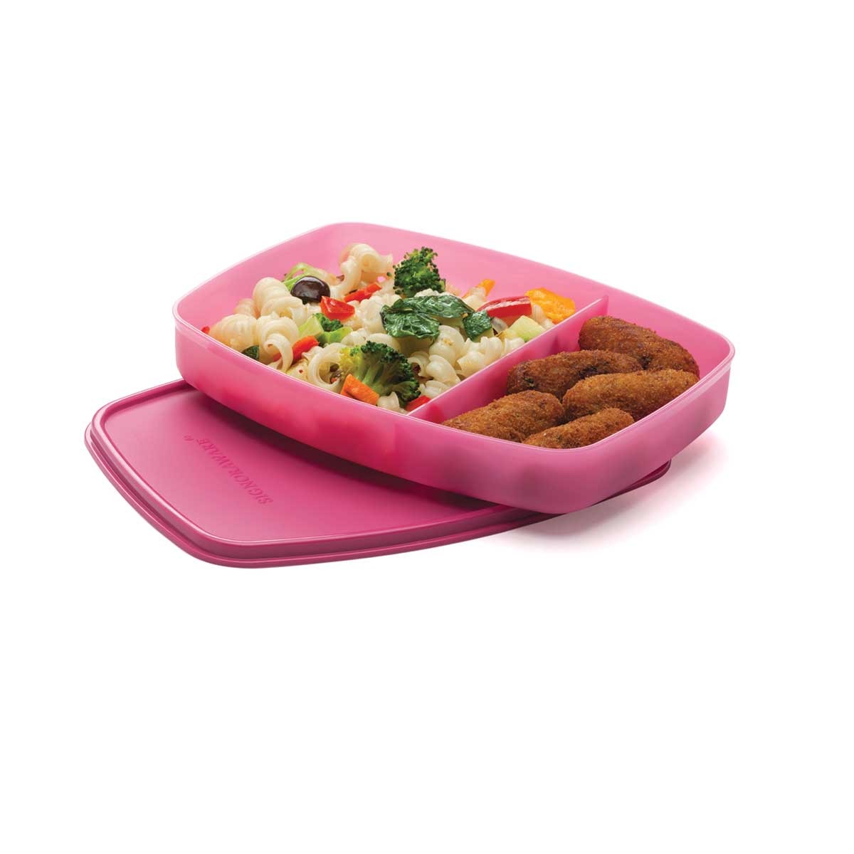 Slim Plastic Lunch Box Big Pink
