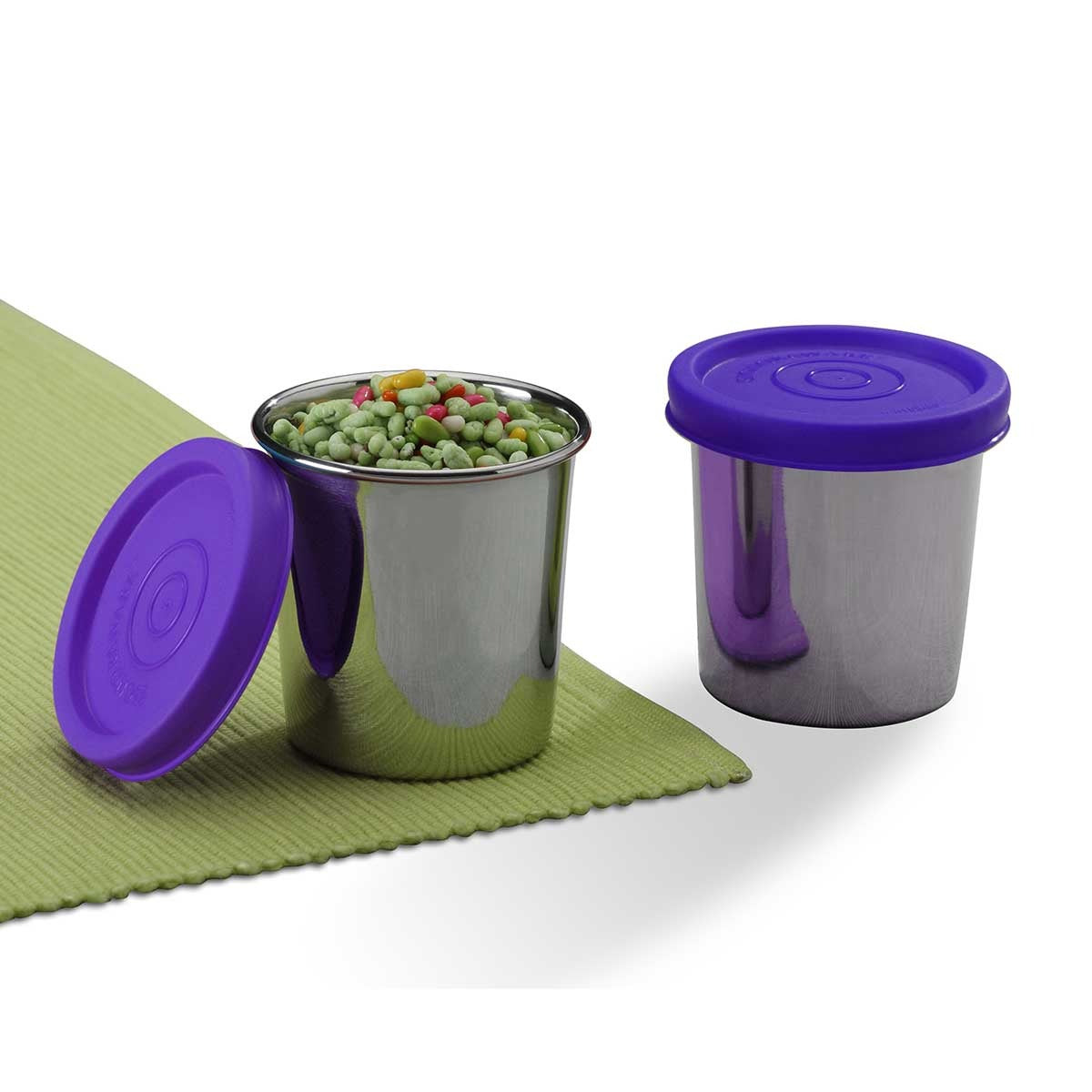 Round Medium Steel Container 100 ml Set of 2 Violet