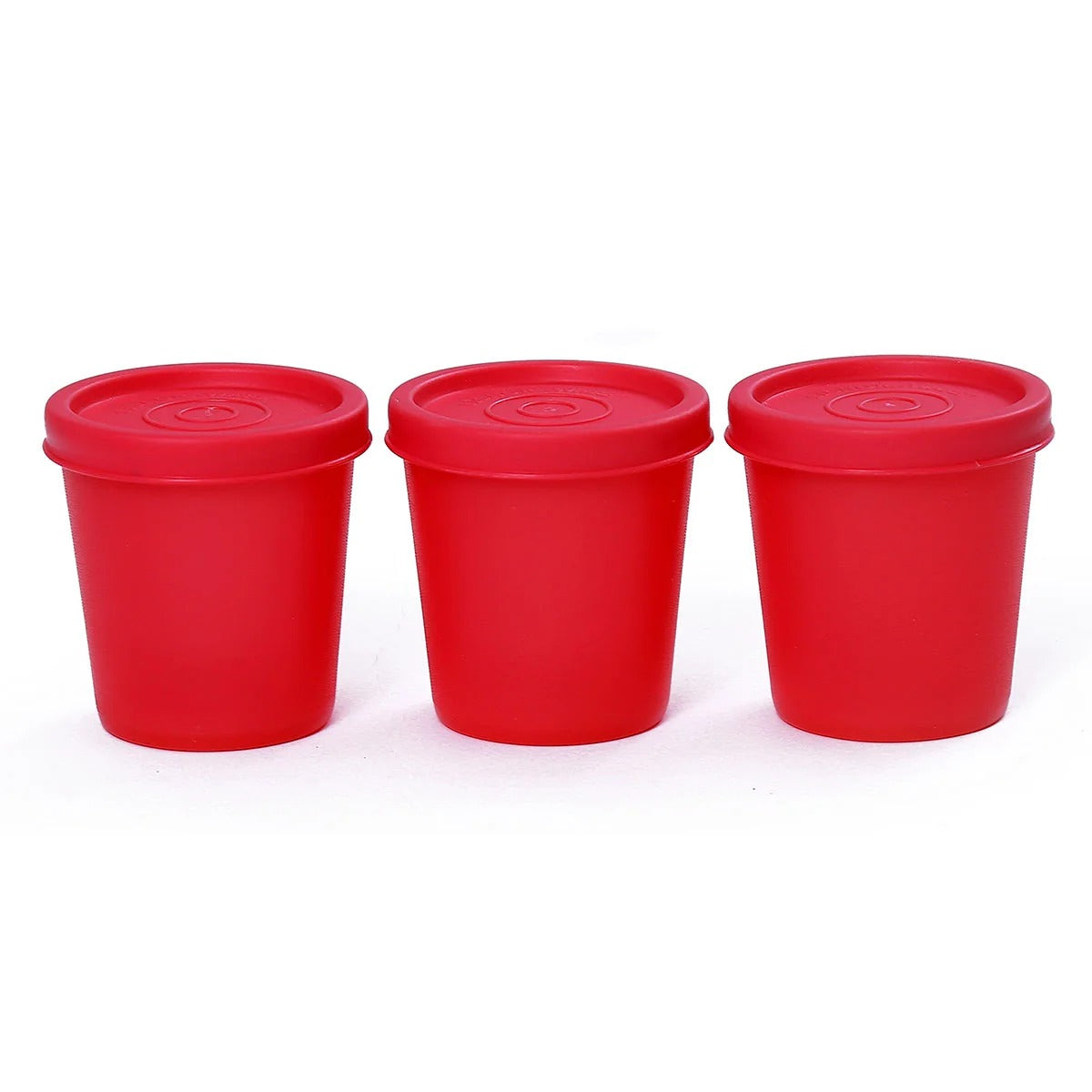 Round Medium Plastic Container Set of 3 Red
