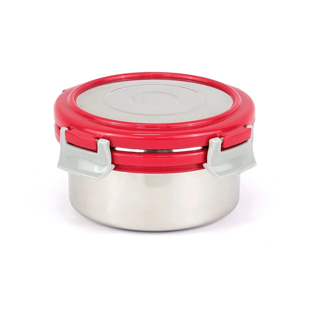 Steel Round Container with Steel Lid 350 ml Red