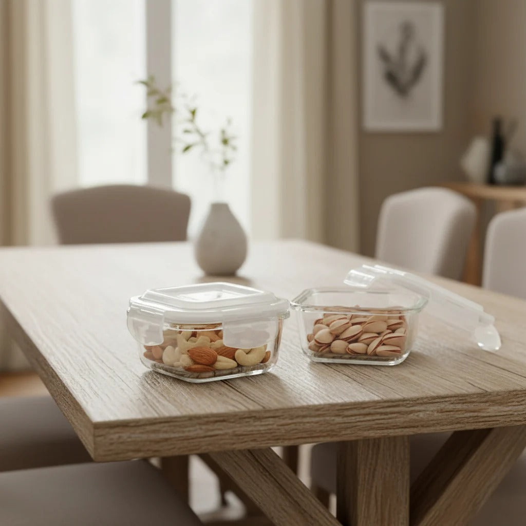 Square Glass Container 320 ml ( Set of 2 )