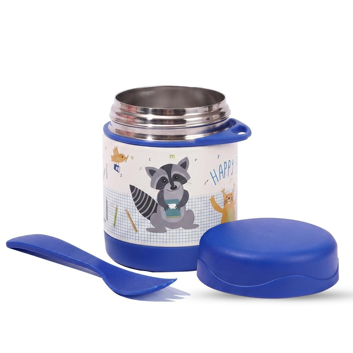 304 Stainless Steel Baby Feeding Bowl with Spoon - Beige Fox