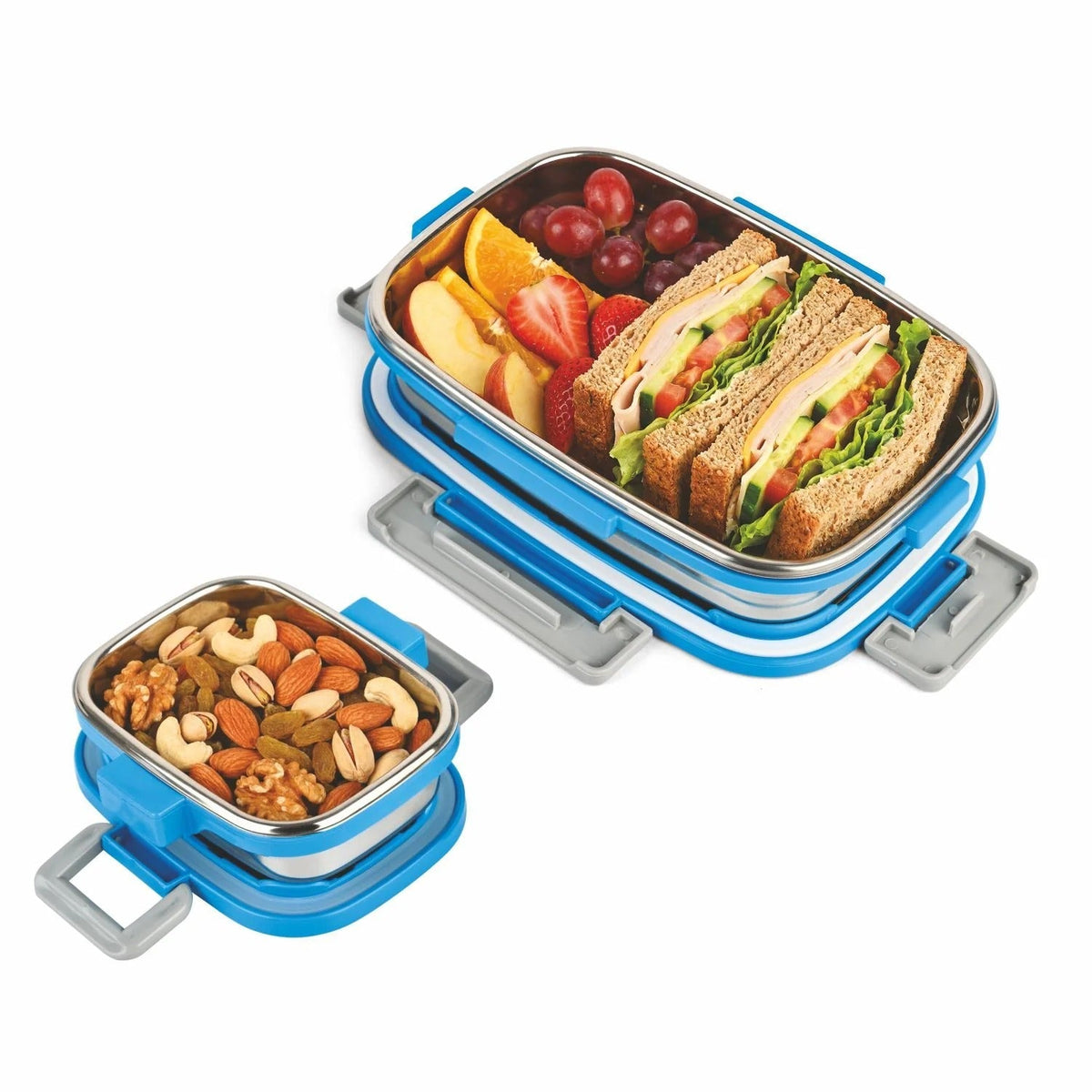 Steel Lunch Box Big (900 ml + 160 ml) Blue