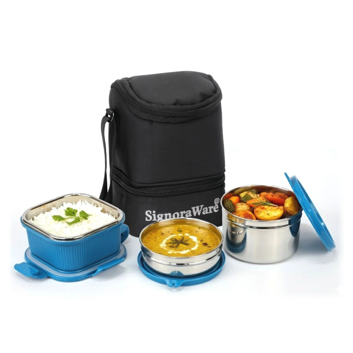 Steel Lunch Box - Trio Steel Lunch Box Blue
