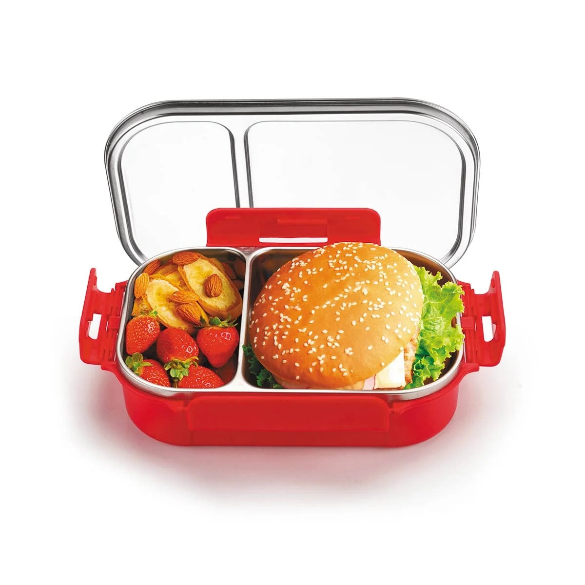 Slim Steel Small Lunch Box Red