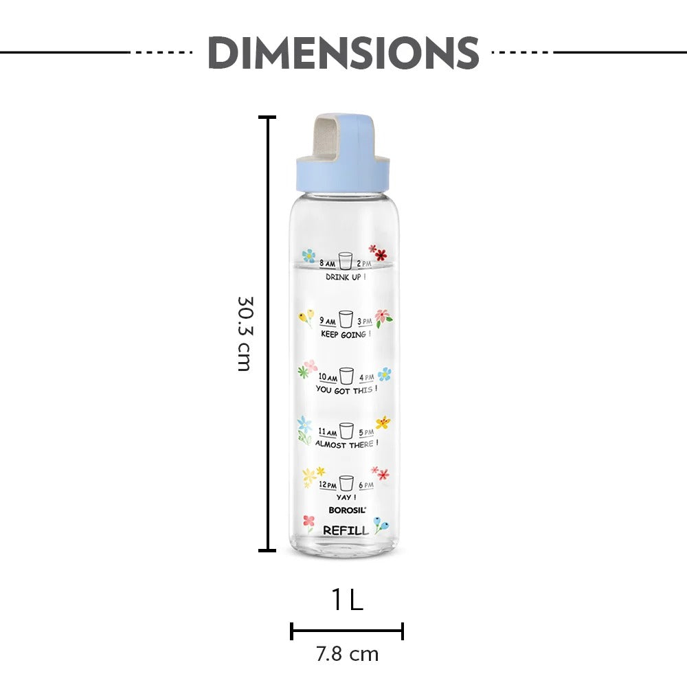 Borosilicate Glass Bottle with Husk Lid Blue