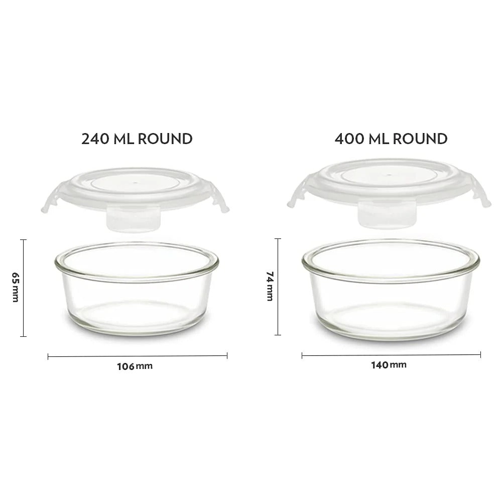 Glass Klip N Store Round Containers Set of 2