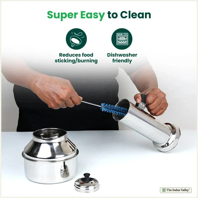 Stainless Steel Puttu Maker Premium Quality 100% Toxin Free Bakelite Handle Induction Gas
