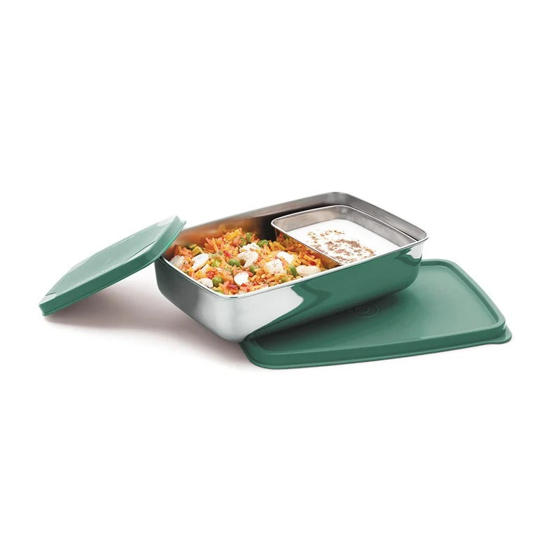 Compact Steel Lunch Box Small English Green