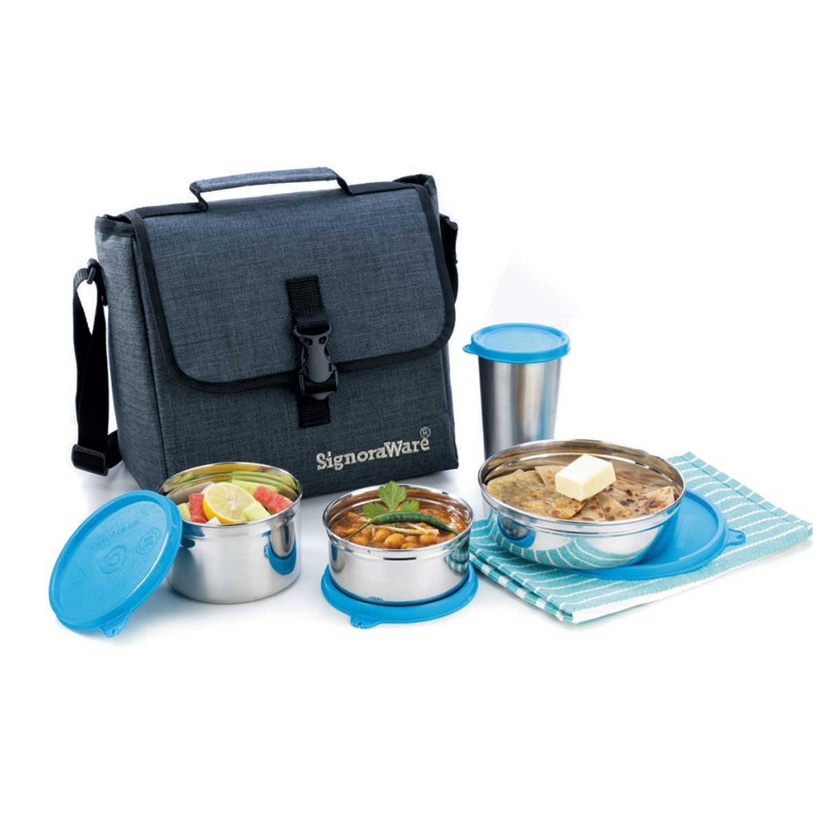 Tote Bag Steel Lunch Box Blue