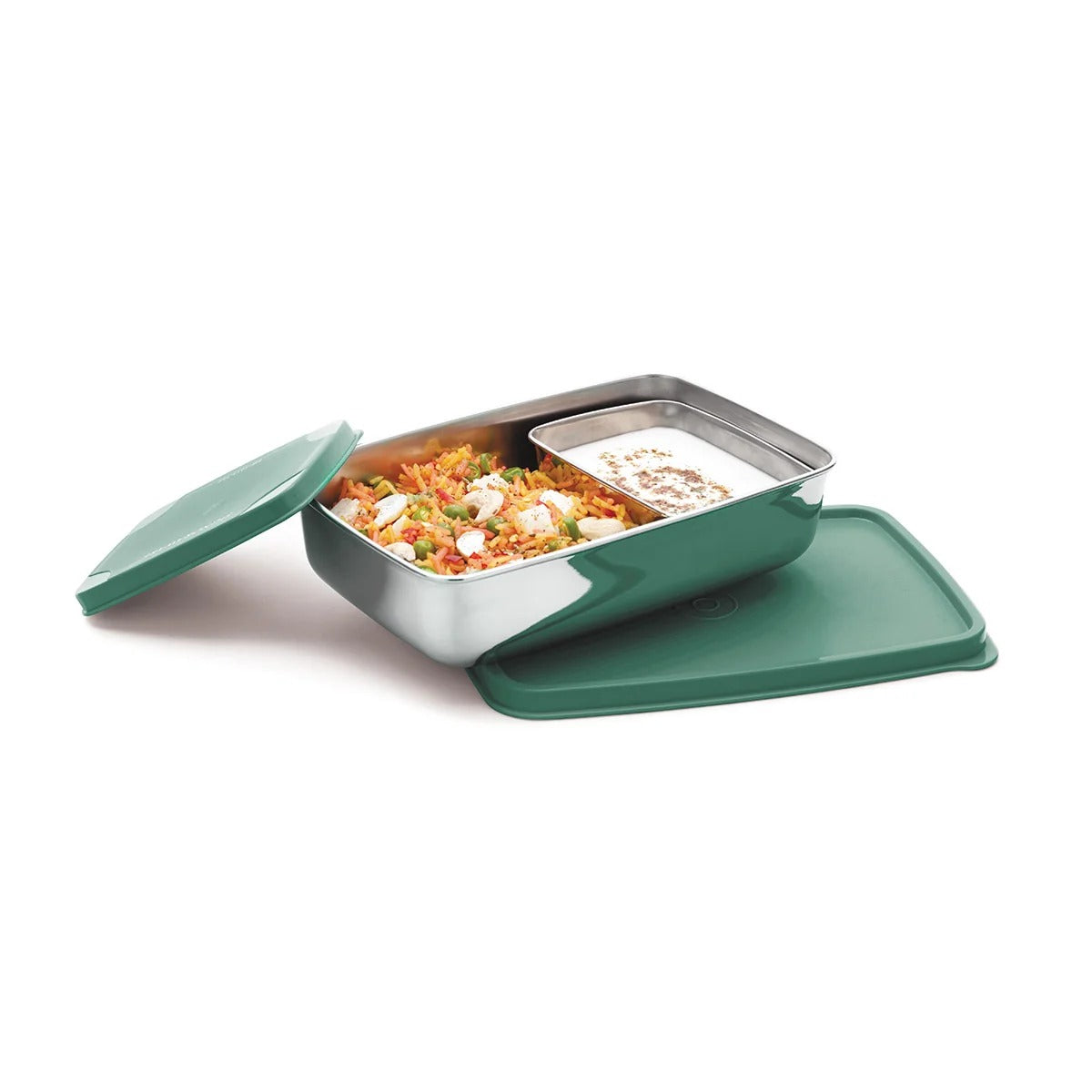 Compact Steel Small Lunch Box English Green