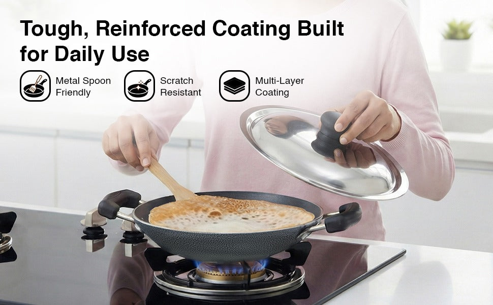 Non Stick Deep Appachetty with Lid 20 cm 1L