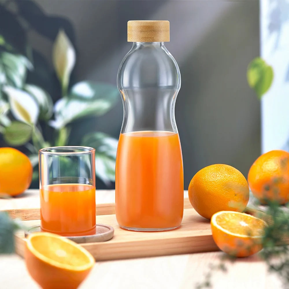 Borosilicate Glass Bottle with Bamboo Lid 750 ml