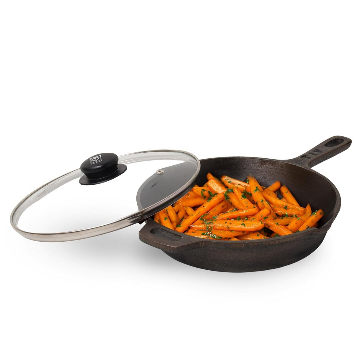 Super Smooth Cast Iron Fry Pan with Glass Lid