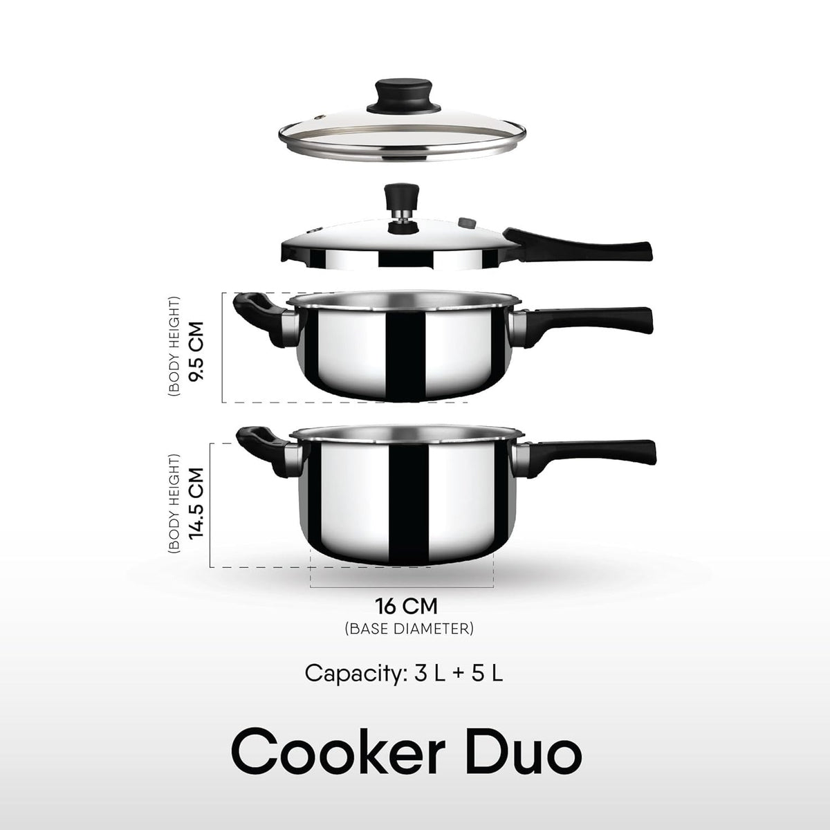 Cooker Duo Pressure Cooker Set 3L + 5L