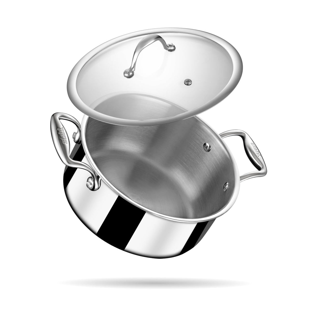 Triply Stainless Steel Sauce Pot, Casserole with Glass Lid