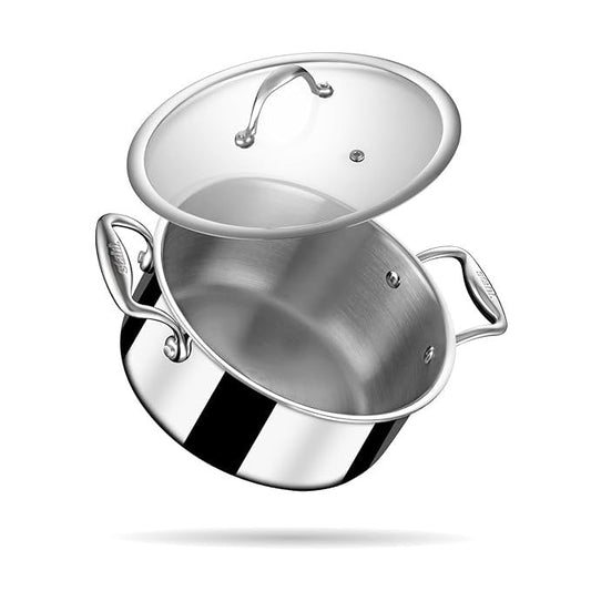 Triply Stainless Steel Sauce Pot/ Casserole With Lid, Induction Pot, Briyani Pot/ Handi, 5.1 L