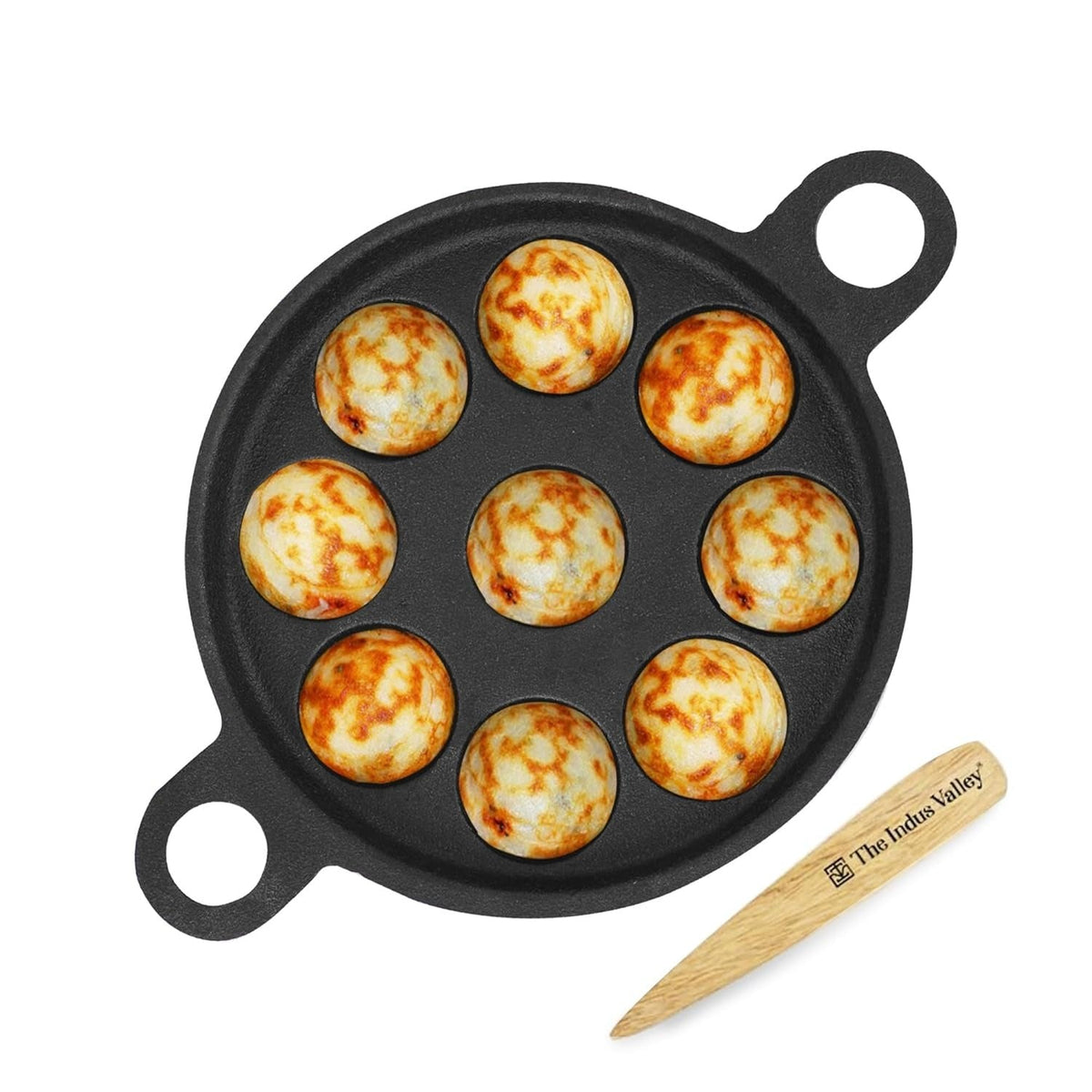 Cast Iron Paniyaram Pan 9 Pit Pre-Seasoned