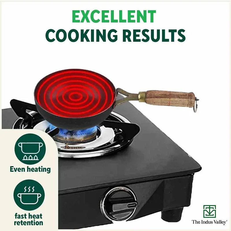 Iron Tadka Pan with Wood Handle