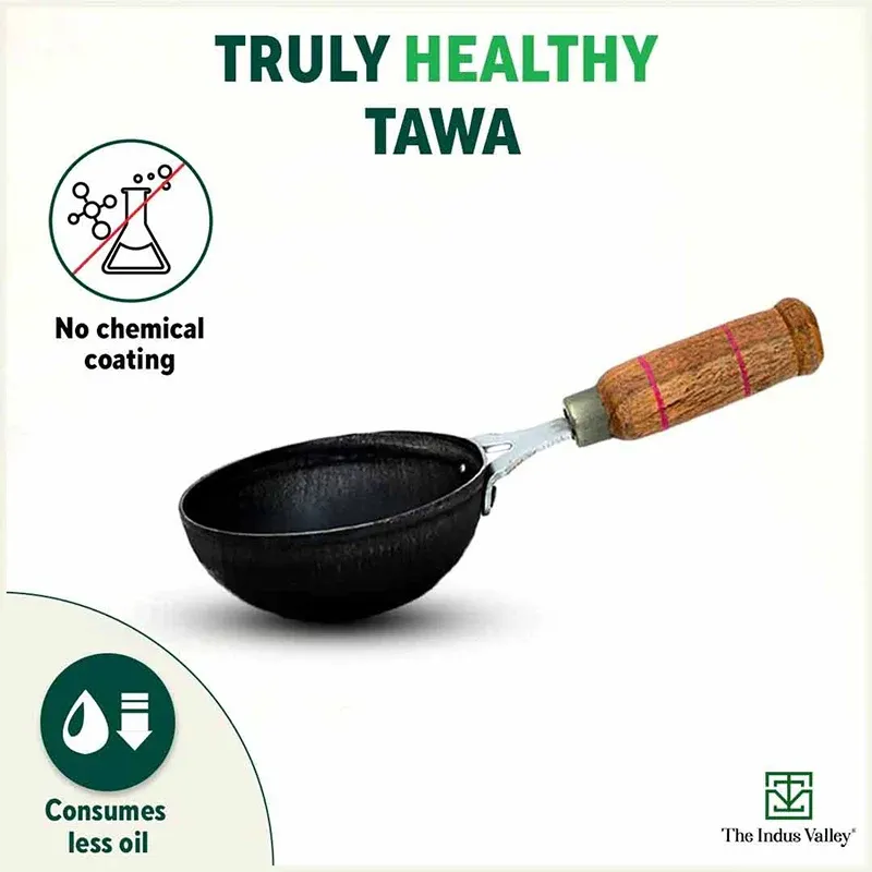 Iron Tadka Pan with Wood Handle