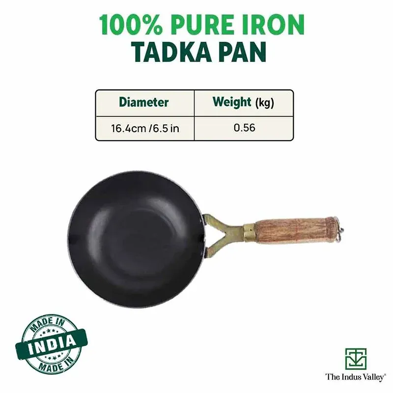Iron Tadka Pan with Wood Handle
