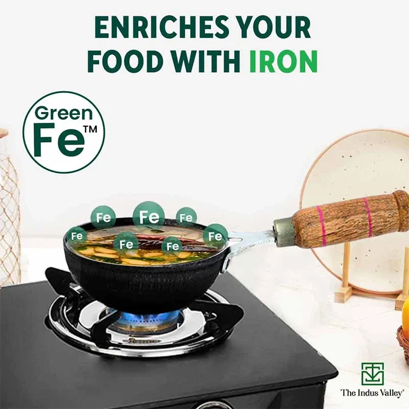 Iron Tadka Pan with Wood Handle