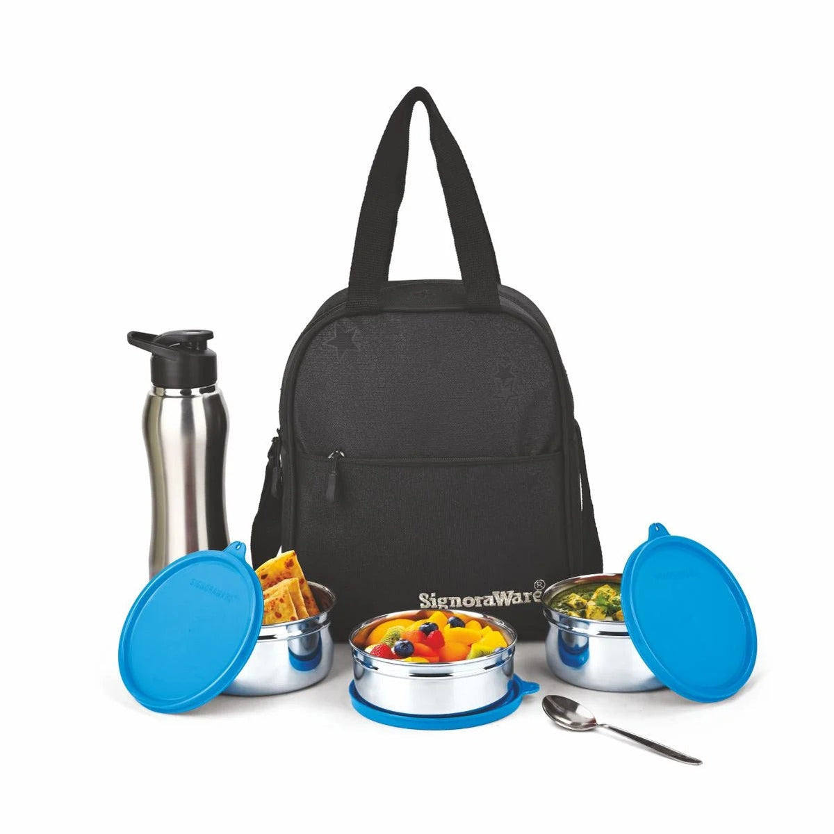 Big Steel Lunch Box with Sipper Blue