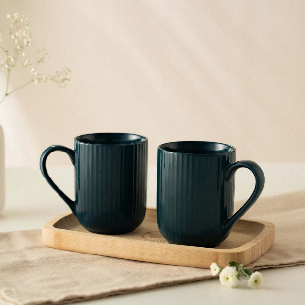 Porcelia Flute Mug Moss Set of 2 (350 ml x 2) Caspian