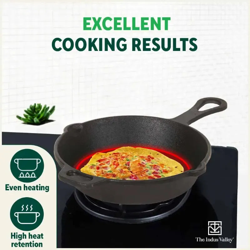 Cast Iron Cookware Set - Tawa + Kadai + Fry Pan + Free Flip