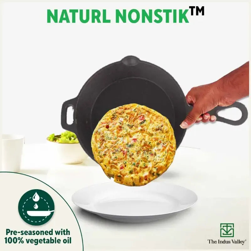 Cast Iron Cookware Set - Tawa + Kadai + Fry Pan + Free Flip