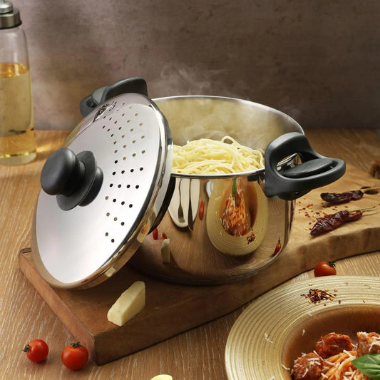 Stainless Steel Pasta Pot with Strainer Lid 6.8L