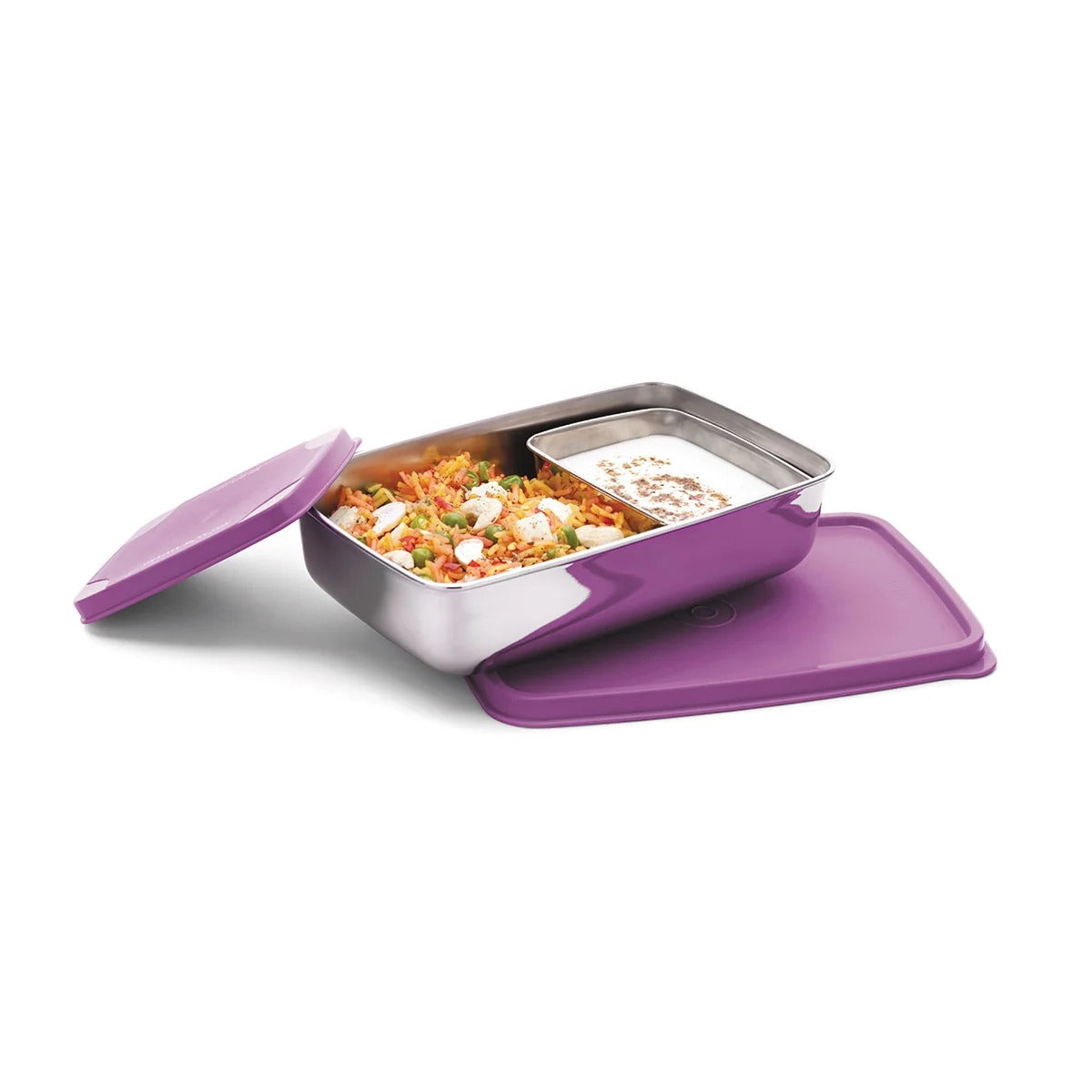 Compact Steel Small Lunch Box English Puple