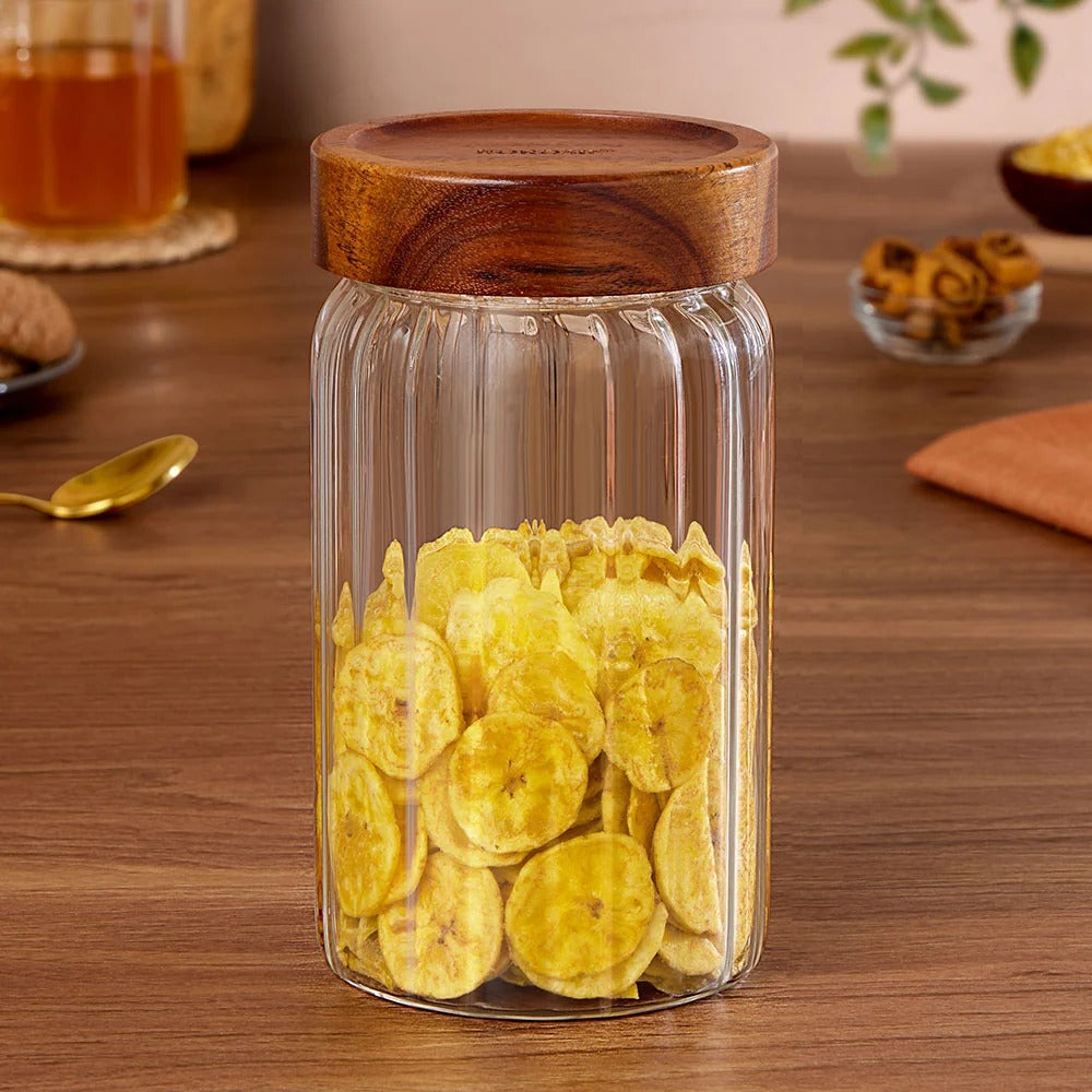 Linea Glass Jar with Acacia Lid 300 ml