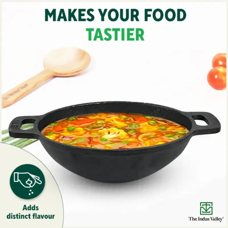 Cast Iron Cookware Set - Tawa + Kadai + Fry Pan + Free Flip