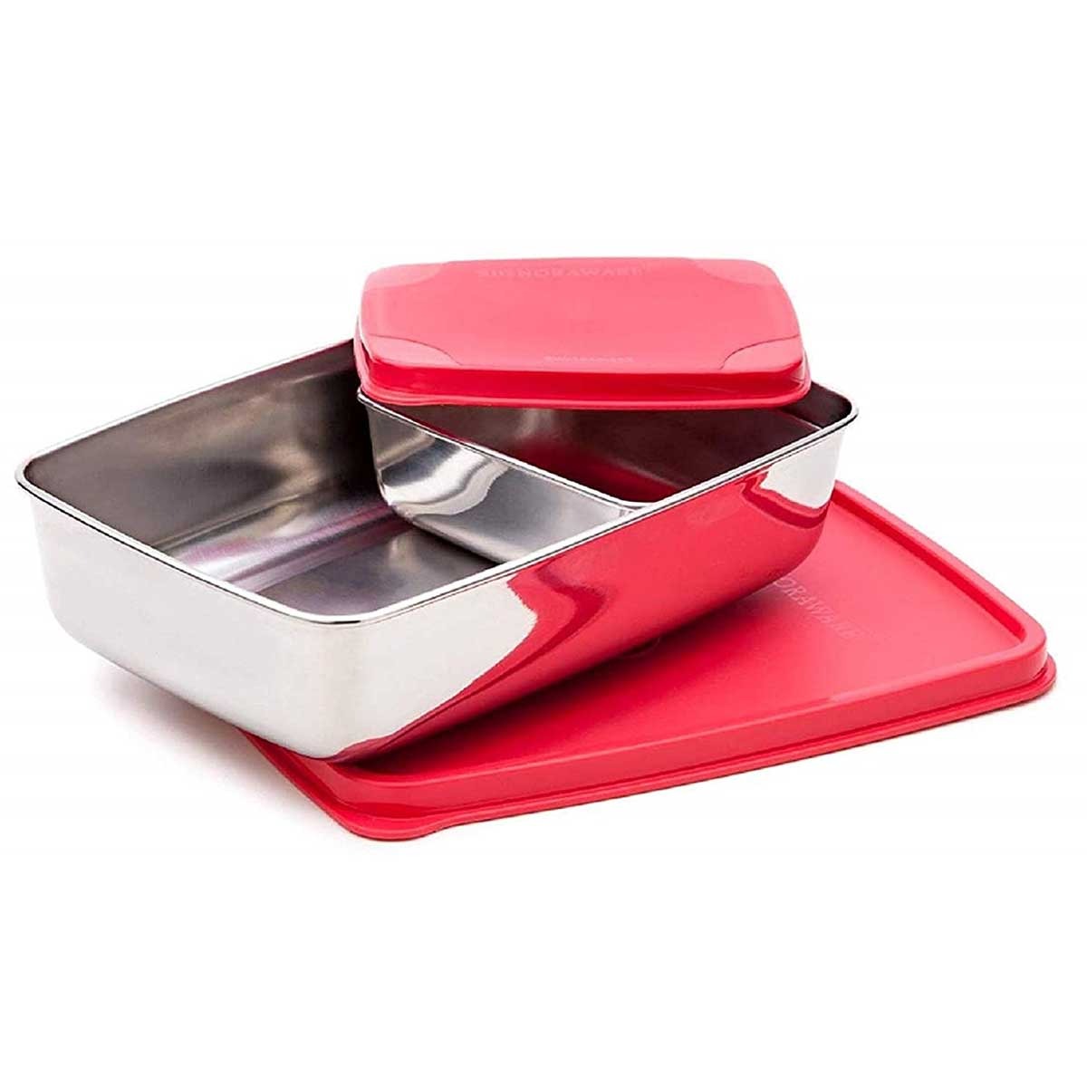Compact Steel Small Lunch Box Red