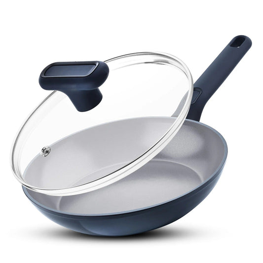 24 cm Ceramic Non-Stick Fry Pan with Glass Lid Induction