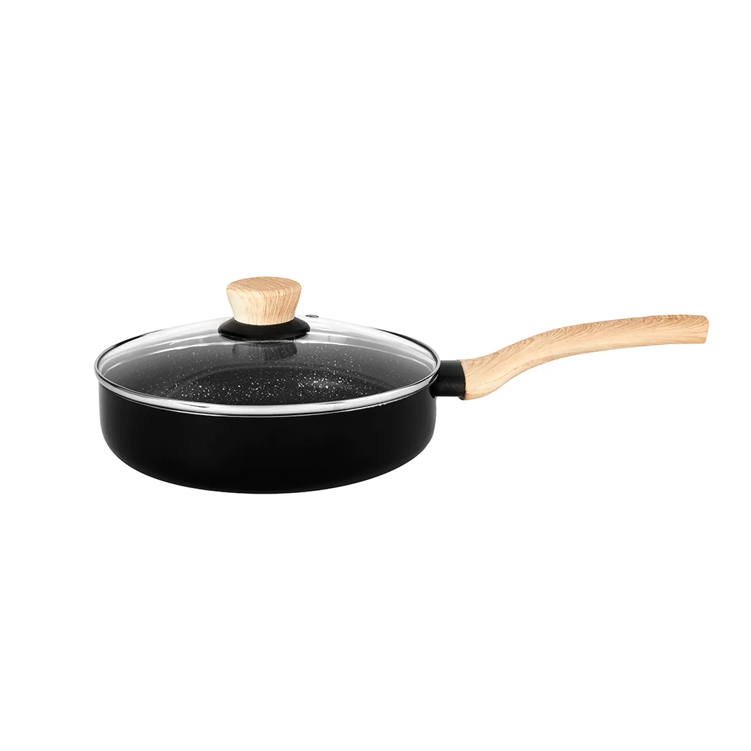 Plus Aura Non-Stick Deep Fry Pan with Lid Induction Black