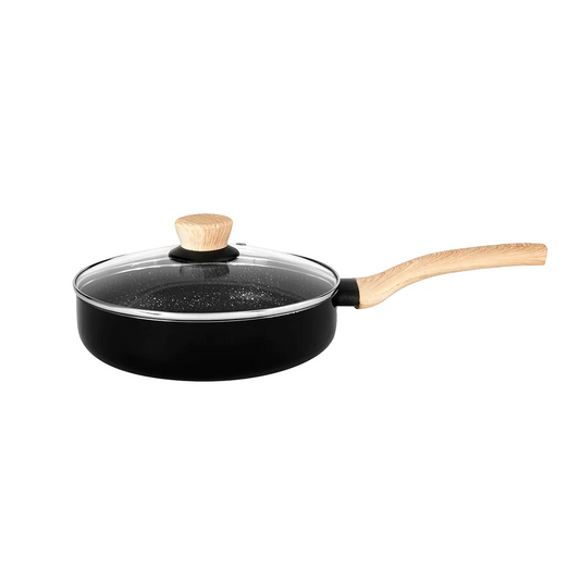 Plus Aura Non-Stick Deep Fry Pan with Lid Induction Black
