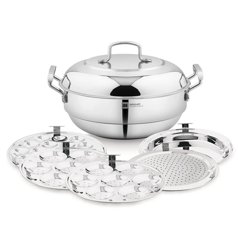 Tri-Ply Stainless Steel Multi Kadai with Lid 27 cm