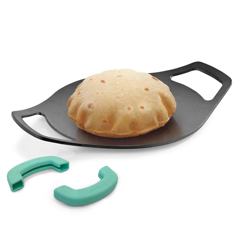 Eco Cast Iron 24 cm Concave Tawa Pre-Seasoned Induction Bottom