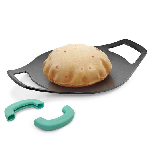 Eco Cast Iron 24 cm Concave Tawa Pre-Seasoned Induction Bottom