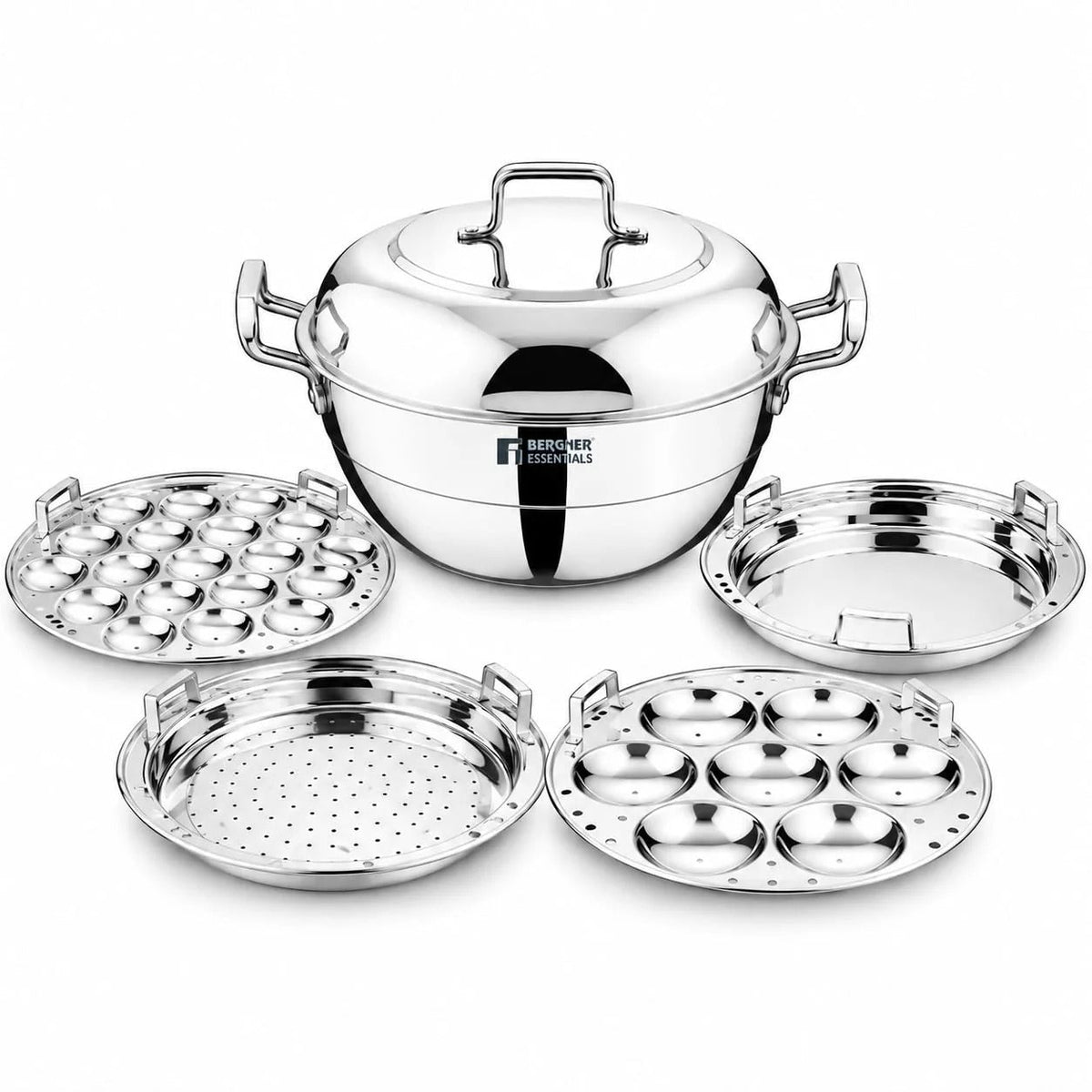 Tri-Ply Stainless Steel Multi Kadai with Lid 28 cm