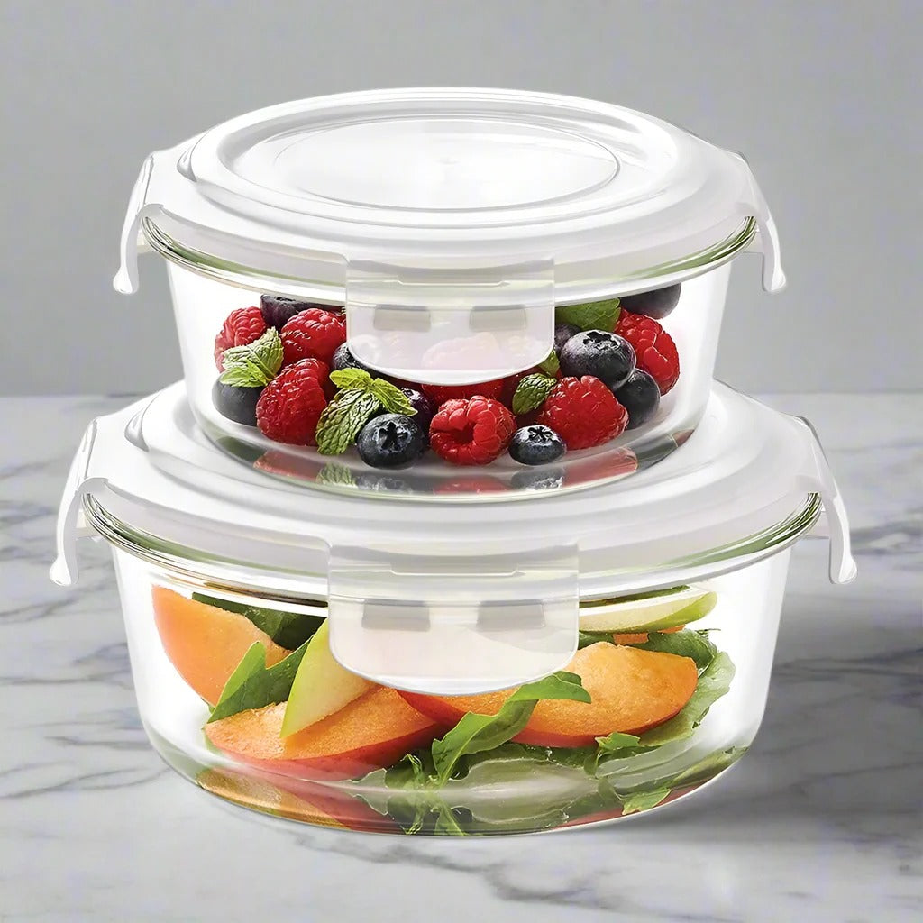 Glass Klip N Store Round Containers Set of 2