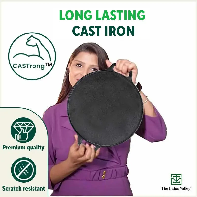 Cast Iron Cookware Set - Tawa + Kadai + Fry Pan + Free Flip
