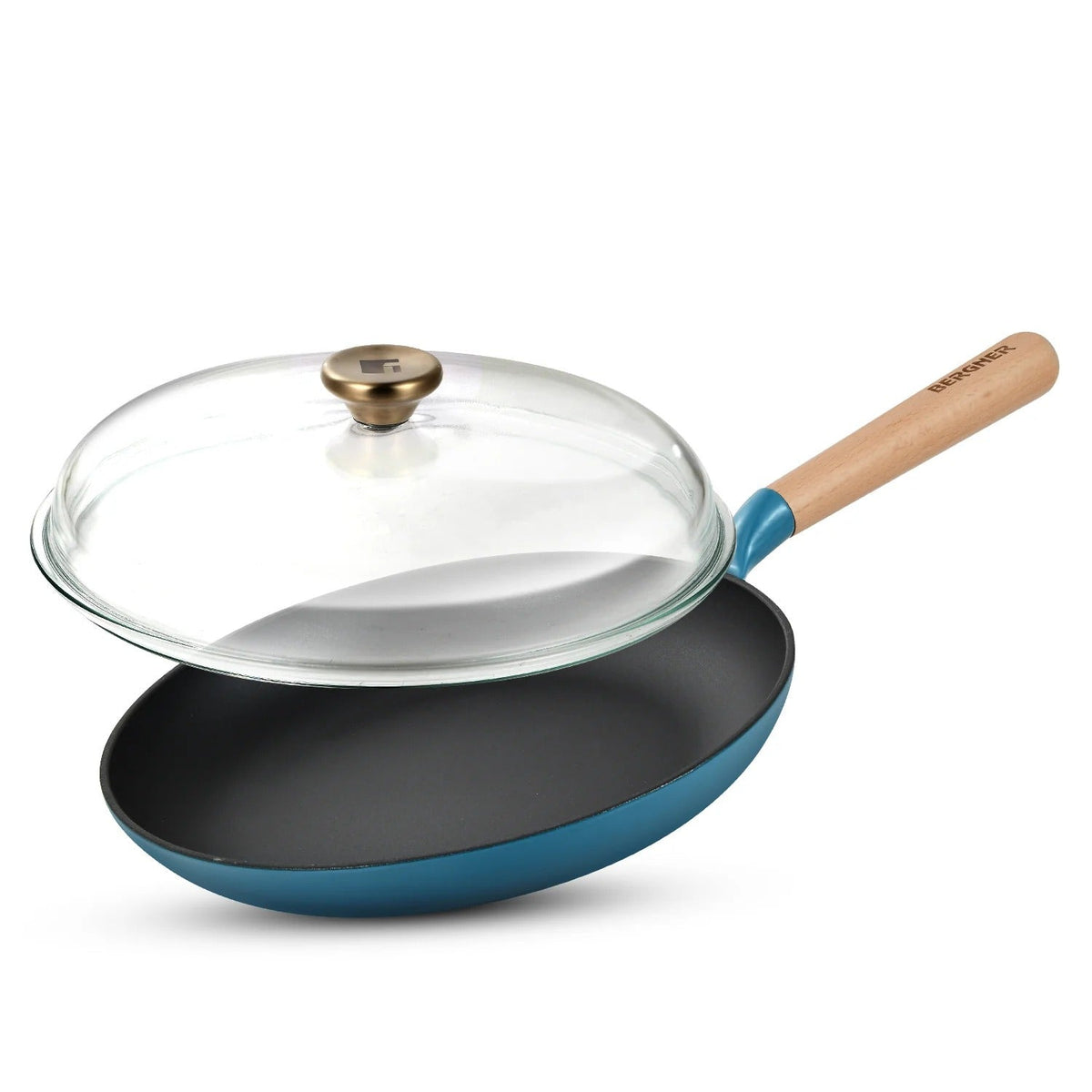 Cast Iron 28 cm Fry Pan with Lid Induction Blue