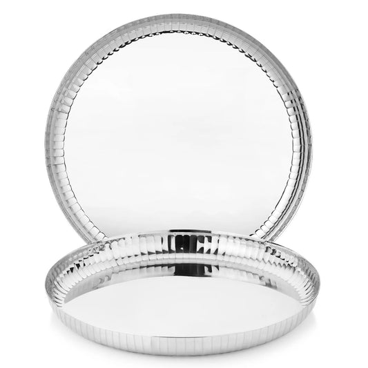 Signature 304 Stainless Steel Traditional Dinner Plates Thali Set of 2