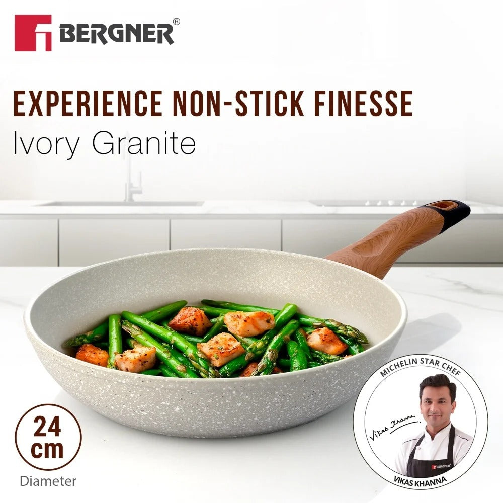 Ivory Black Granite 24 cm Non-Stick Fry Pan Forged Aluminium Induction