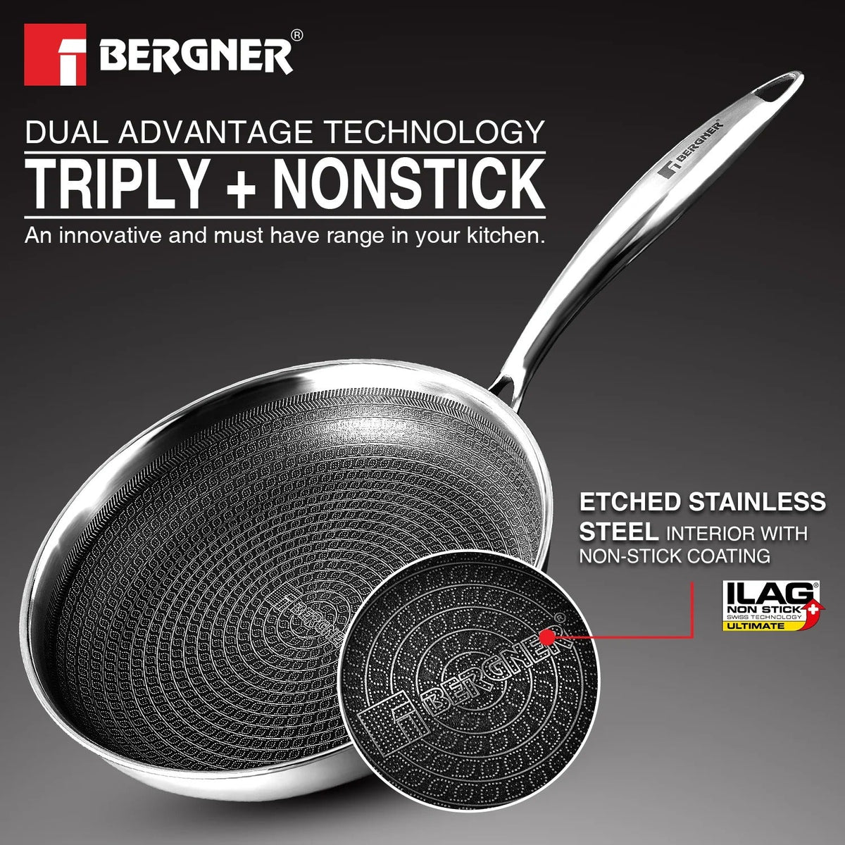 Triply Stainless Steel 28 cm Frypan